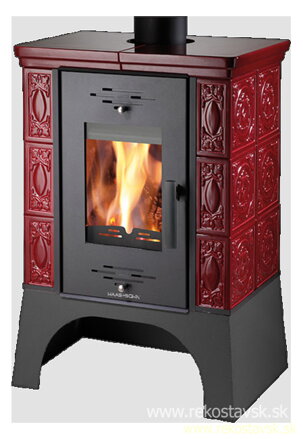 krbové kachle Haas + Sohn Empoli - keramika bordeaux - čierny podstavec