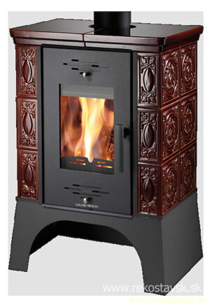 krbové kachle Haas + Sohn Empoli - keramika hnedá - čierny podstavec