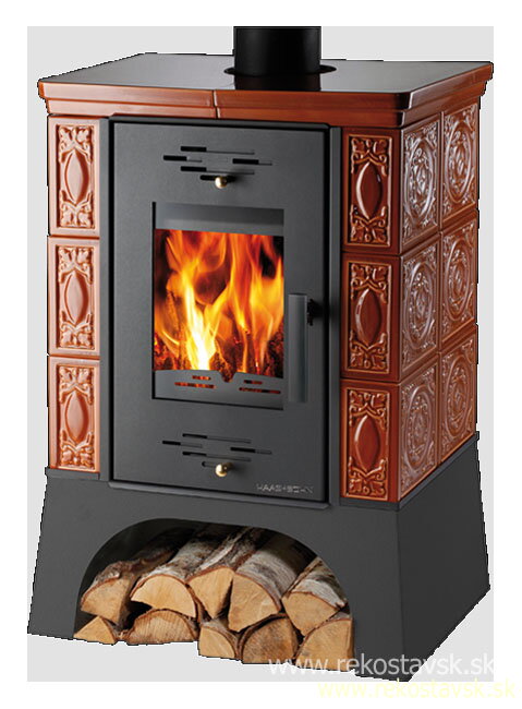 krbové kachle Haas + Sohn Empoli - keramika karamel - čierny podstavec