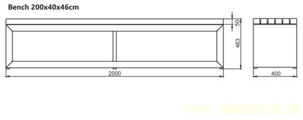 lavica artiss 200x40x46 schema
